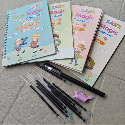 Sank Magic Practice Copybook (4 BOOKS,1 PEN,1 GRIP,10 REFILL) Pack of 1