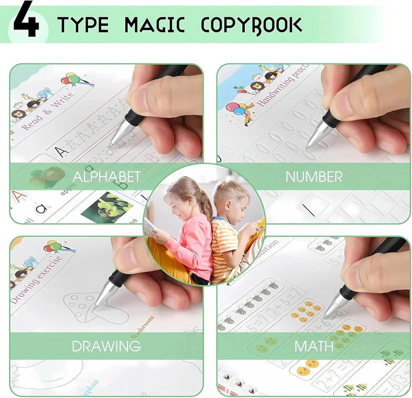 Sank Magic Practice Copybook (4 BOOKS,1 PEN,1 GRIP,10 REFILL) Pack of 1